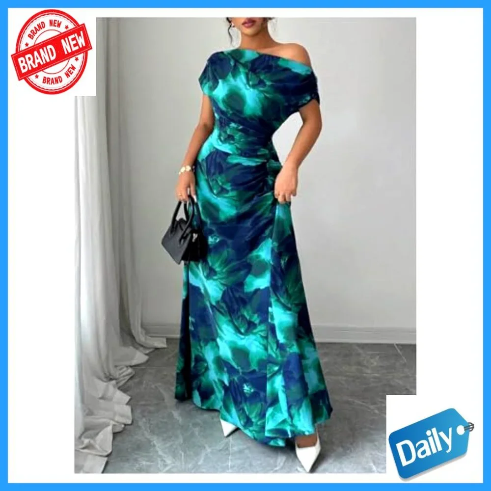 Floral Maxi Dress Formal Prom Wedding Guest A Line Sleeveless Summer - Picture 5 of 5